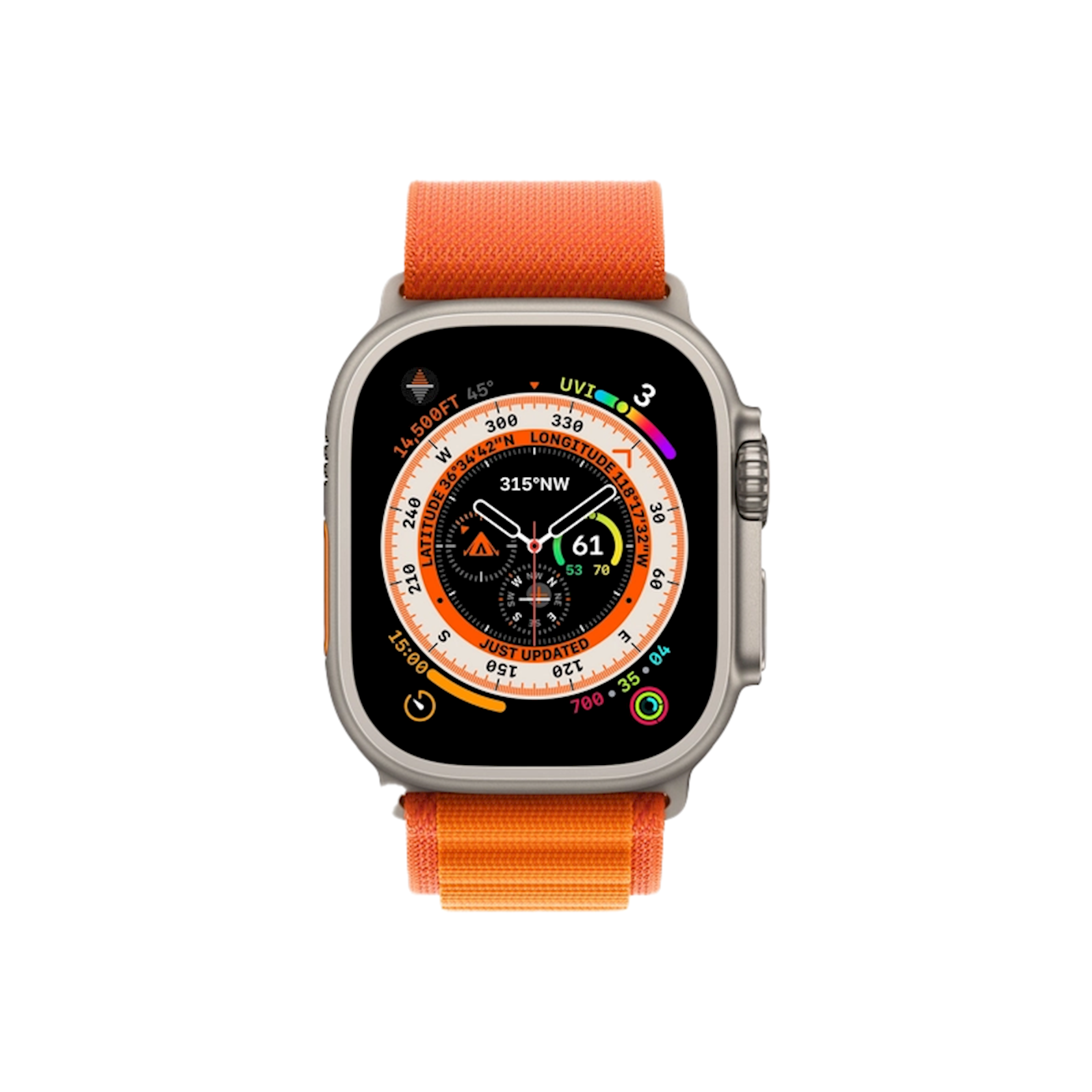 Ağıllı saat Apple Watch Ultra GPS Cellular 49mm Titanium Orange Alpine Loop (MQEU3LL/A)