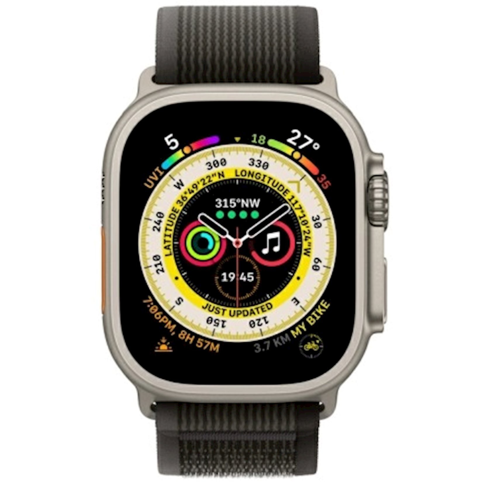 Ağıllı saat Apple Watch Ultra GPS + Cellular 49mm Titanium Case with Black/Gray Trail Loop M/L