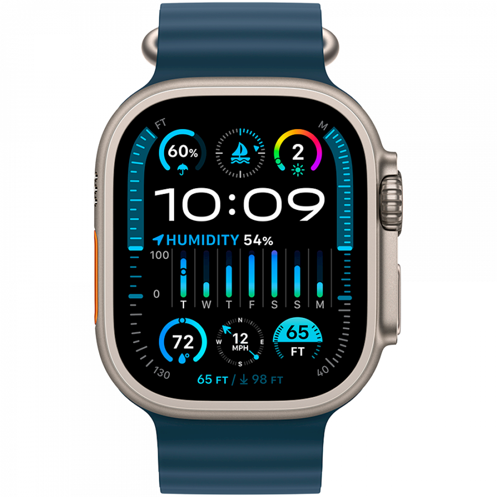 Ağıllı saat Apple Watch Ultra 2 GPS + Cellular 49mm Titanium Case with Blue Ocean Band