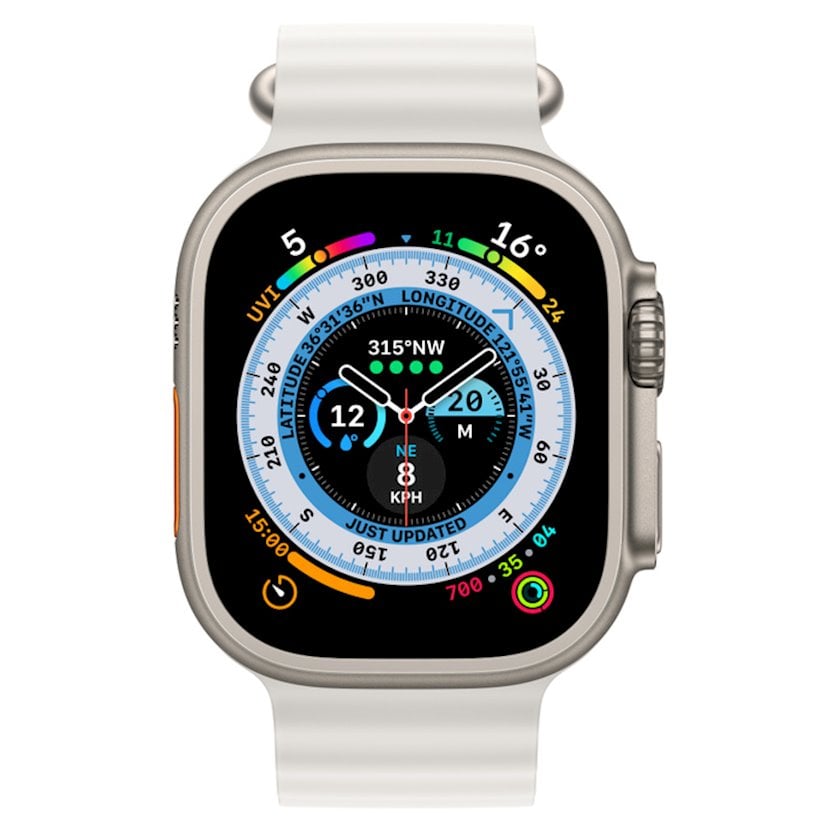 Ağıllı saat Apple Watch Ultra GPS + Cellular 49mm Titanium Case with White Ocean Band