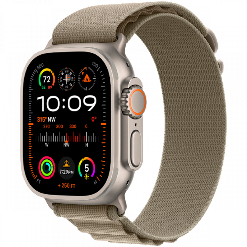Ağıllı saat Apple Watch Ultra 2 GPS + Cellular 49mm Titanium Case with Olive Alpine Loop - Medium